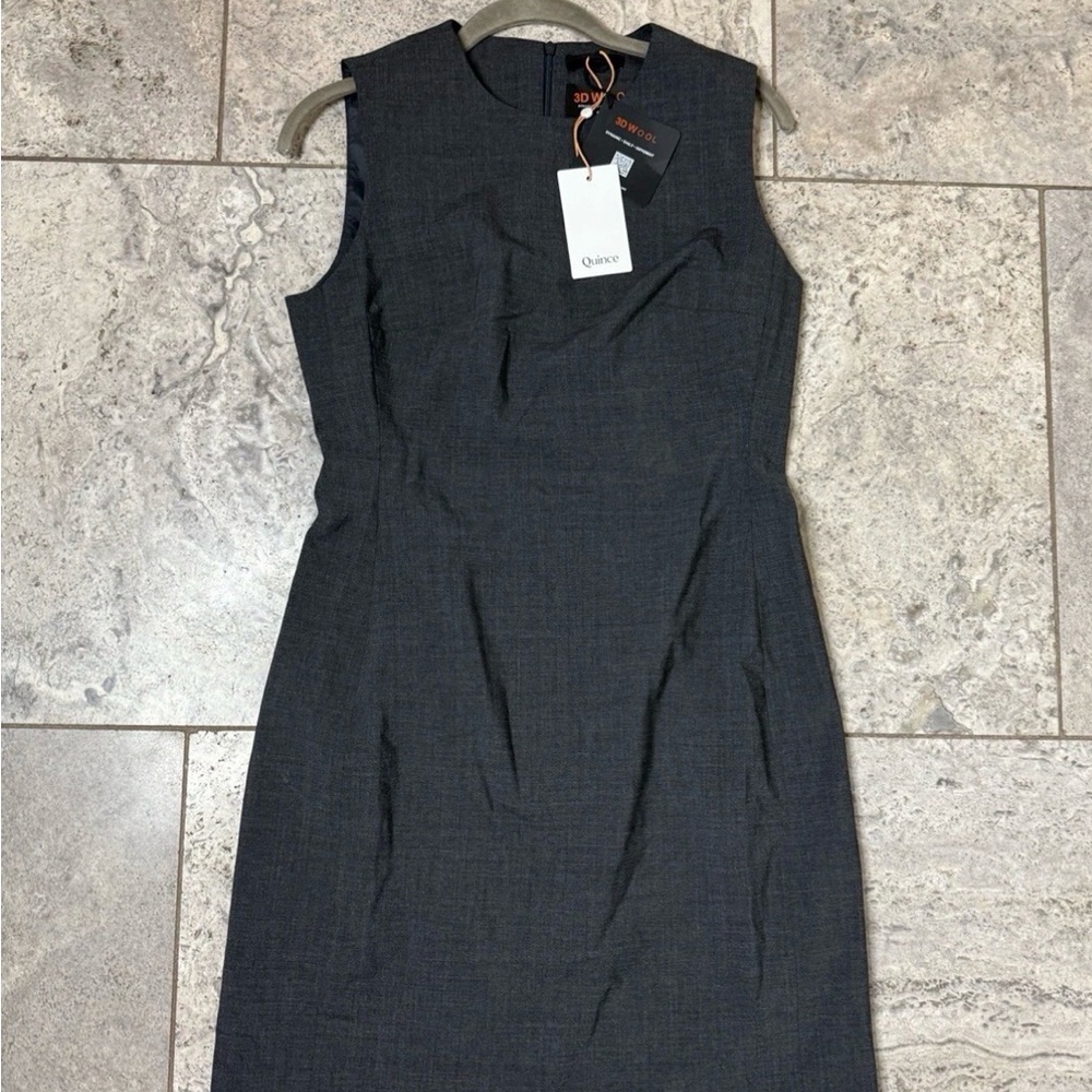 Quince 3D Wool lined Shift Dress Size 6 NWT CHARCOAL GREY SLEEVELESS